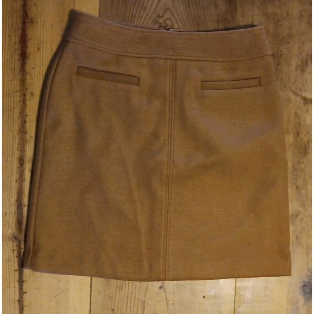 Loft Outlet Mini Skirt Womens 0 Pencil Brown Fleece Lined Office Zip Back NWT - Picture 1 of 7